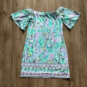 Lilly Pulitzer Fawcett Off Shoulder Dress Light Lilac Verbena Medium
